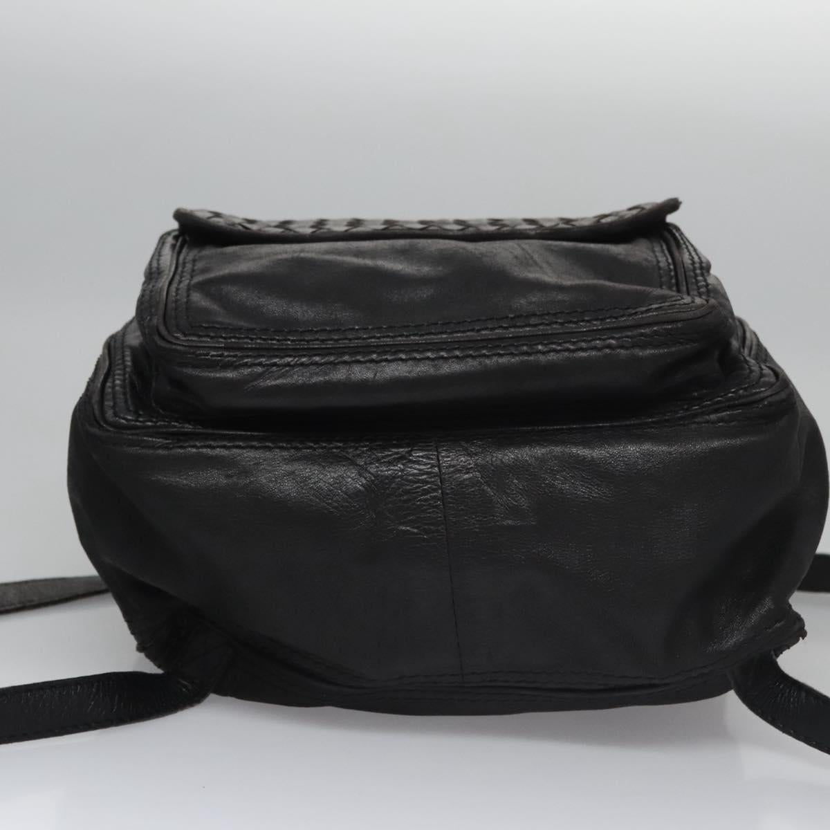 Bottega Veneta Intrecciato Black Leather Backpack Bag (Pre-Owned)