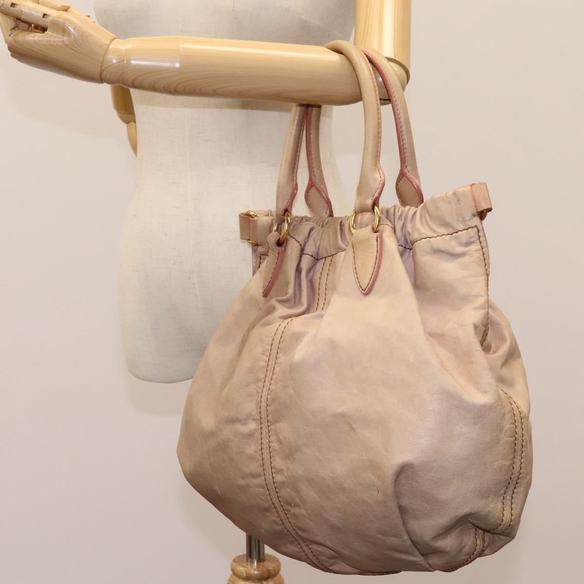 Miu Miu Vitello Beige Leather Handbag (Pre-Owned)