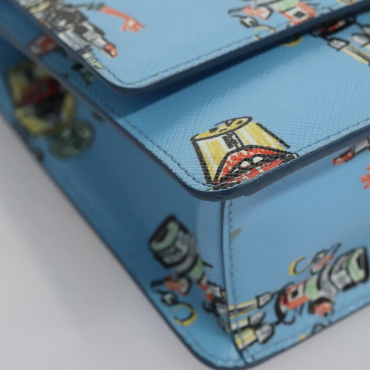Prada Robot Blue Leather Shoulder Bag (Pre-Owned)