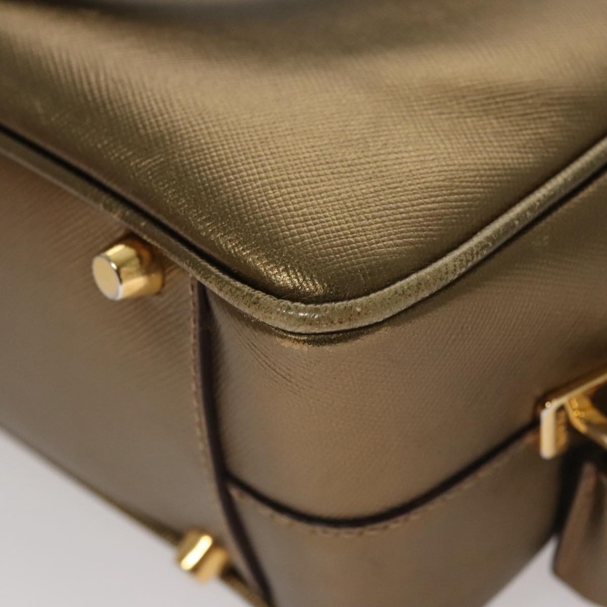 Prada Bauletto Gold Leather Handbag (Pre-Owned)