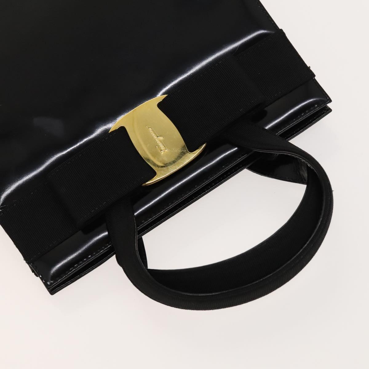 Salvatore Ferragamo Vara Black Patent Leather Handbag (Pre-Owned)