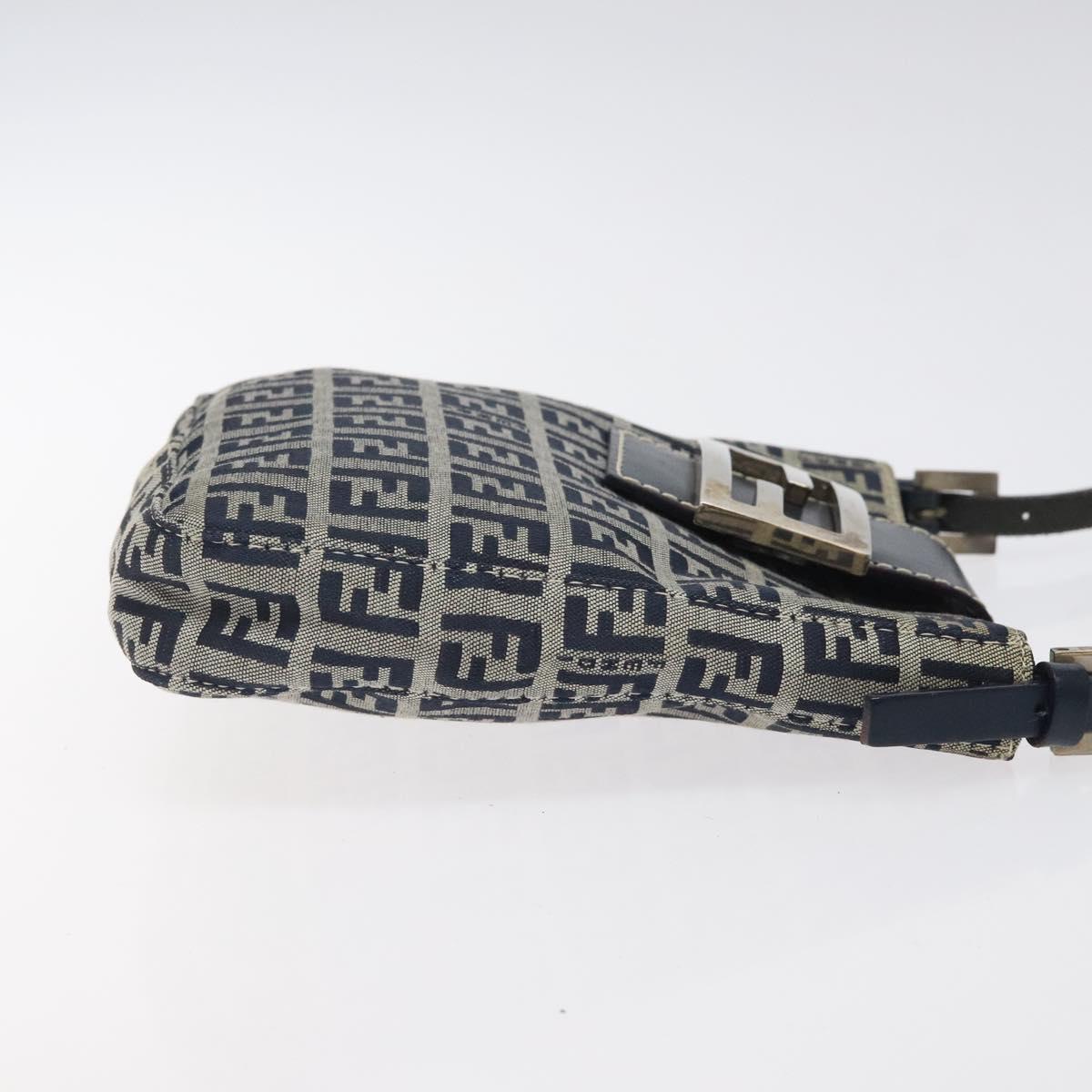 Fendi Zucchino Navy Canvas Shoulder Bag (Pre-Owned)