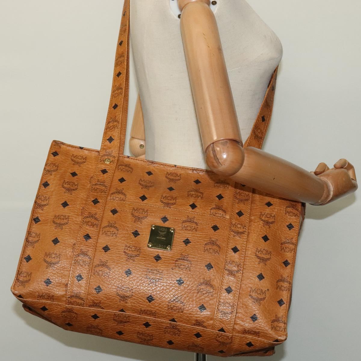 MCM Visetos Brown Leather Tote Bag (Pre-Owned)