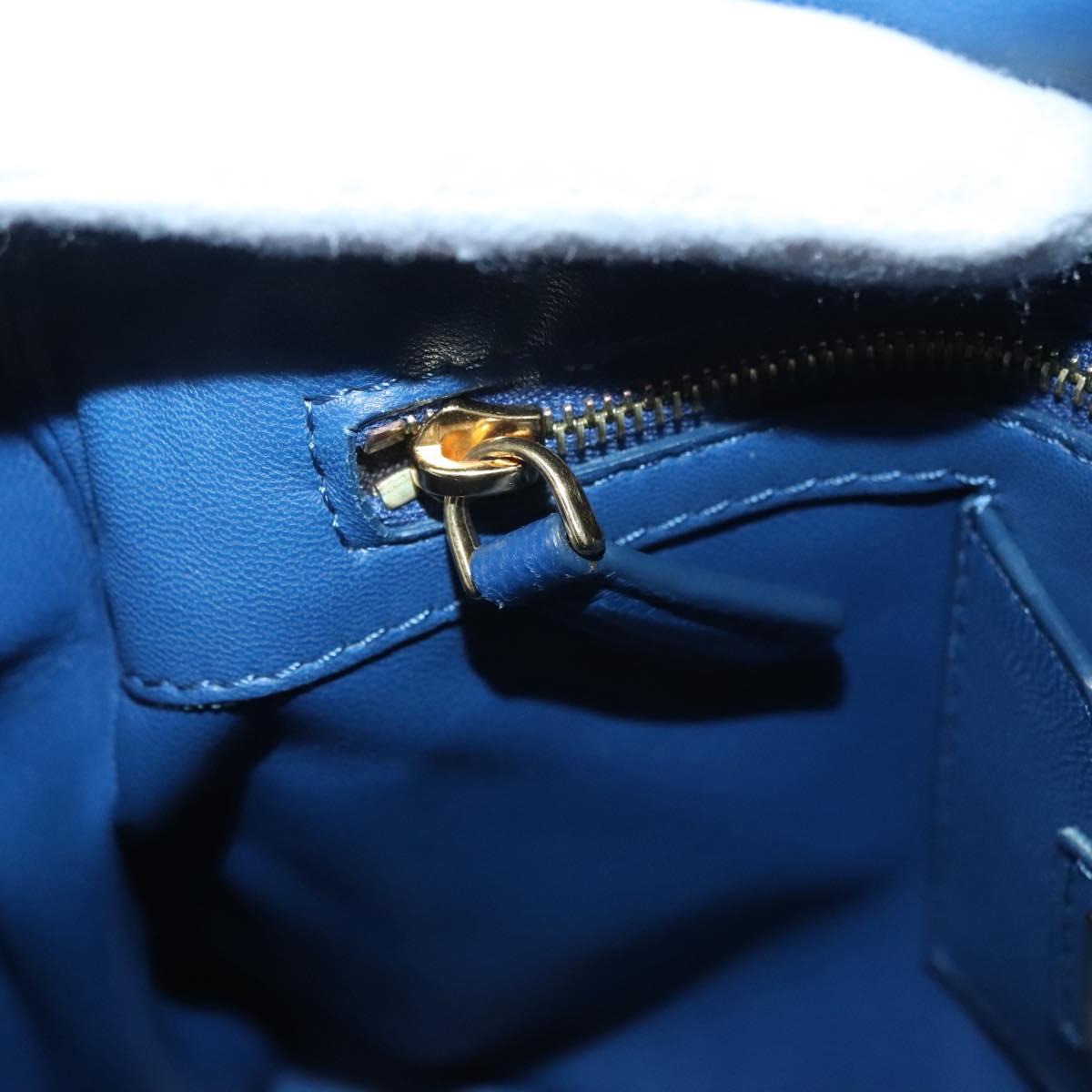 Fendi Bebaguette Blue Leather Shoulder Bag (Pre-Owned)