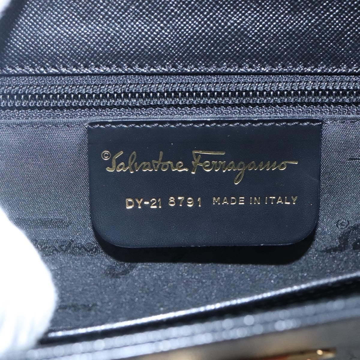 Salvatore Ferragamo Gancini Convertible Top Handle Leather Black Leather Handbag (Pre-Owned)