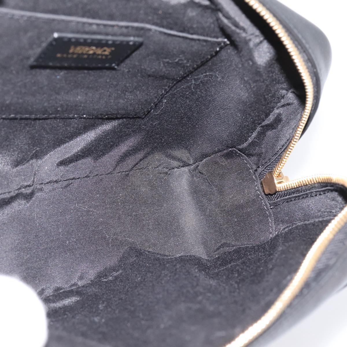 Versace Medusa Icon Front Slip Pocket Camera Quilted Leather Black Leather Handbag (Pre-Owned)