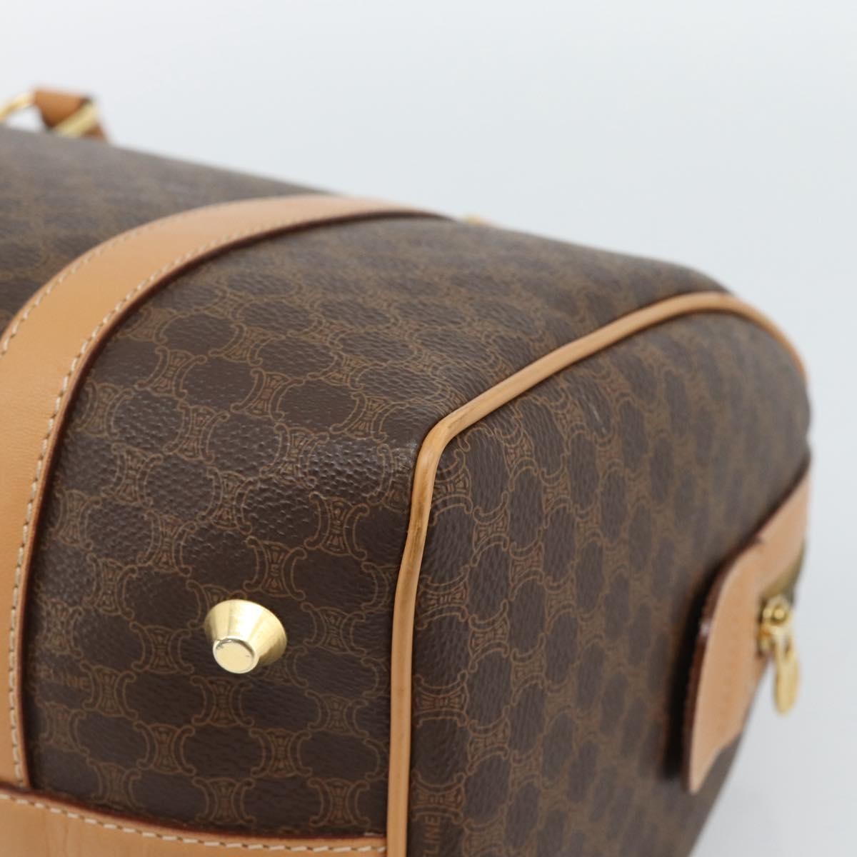 Celine Vintage Boston Macadam Coated Canvas Brown Pvc Handbag (Pre-Owned)