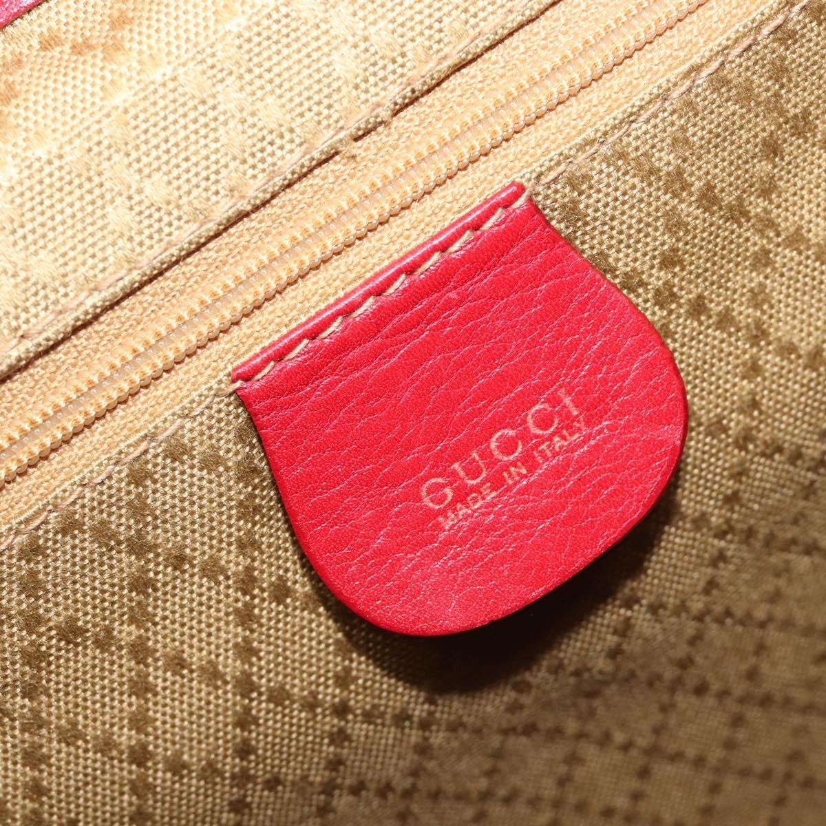 Gucci Vintage Bamboo Leather Red Leather Backpack Bag (Pre-Owned)