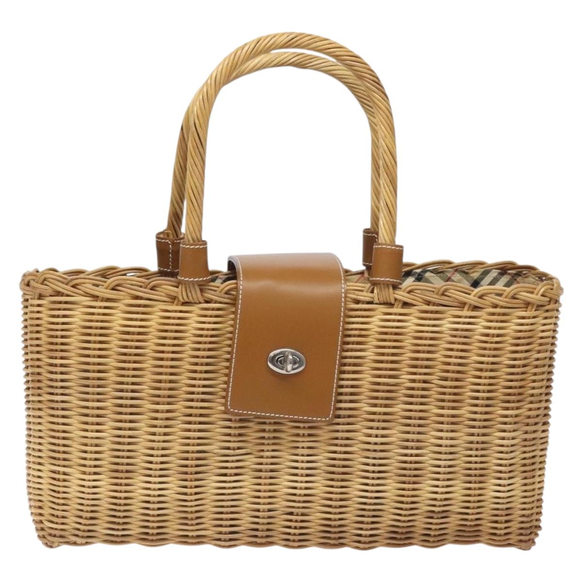 Burberry Beige, Brown Wicker Tote Bag (Pre-Owned)