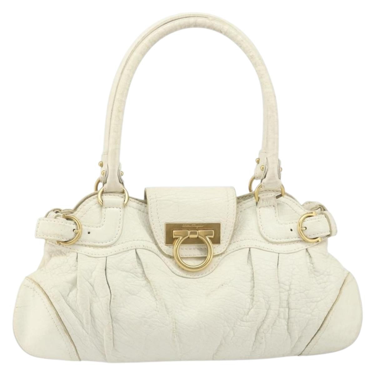 Salvatore Ferragamo Gancini Leather White Leather Handbag (Pre-Owned)