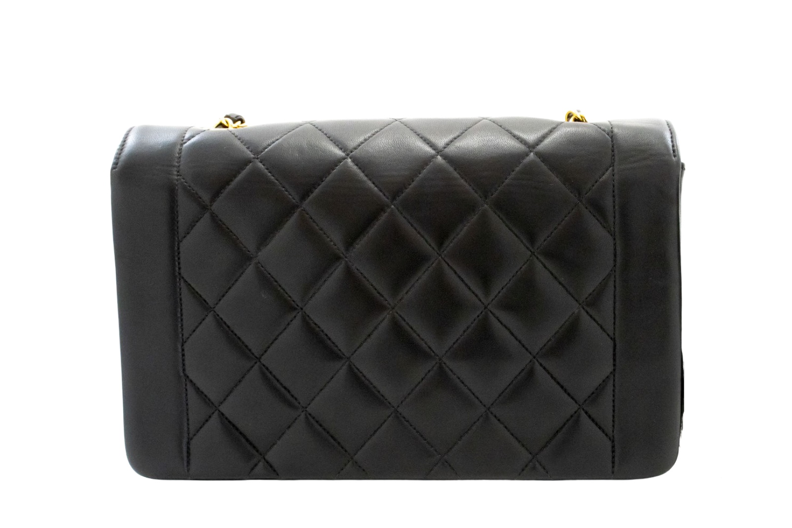 Chanel Vintage Diana Flap Quilted Lambskin Black Leather Shoulder Bag Bag (Pre-Owned)