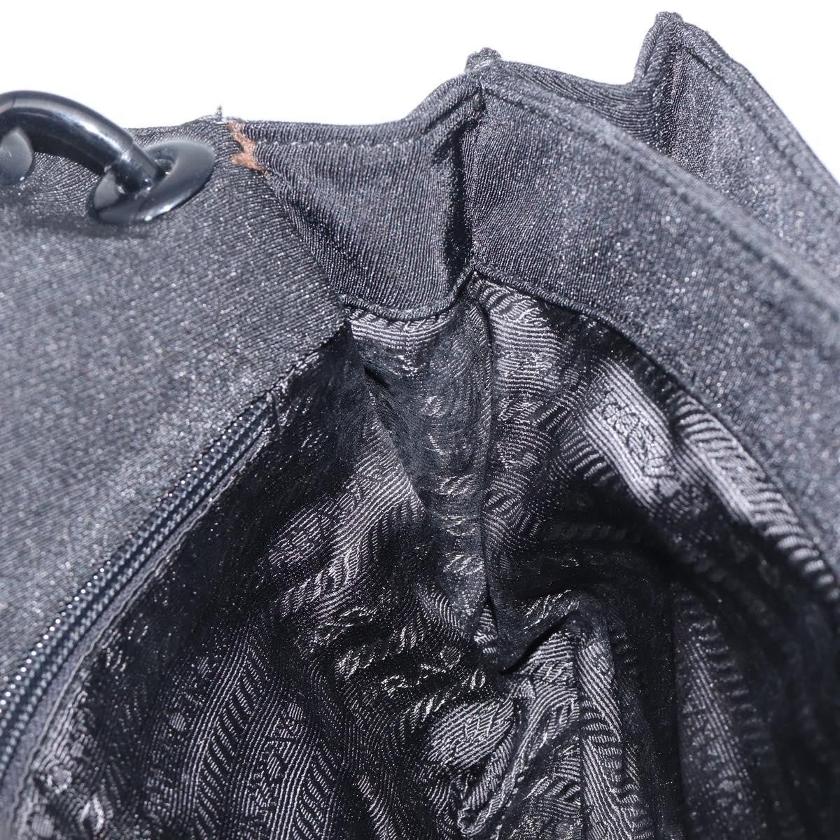 Prada Plastic Chain Flap Bag Canvas Black Cotton Shoulder Bag Bag (Pre-Owned)
