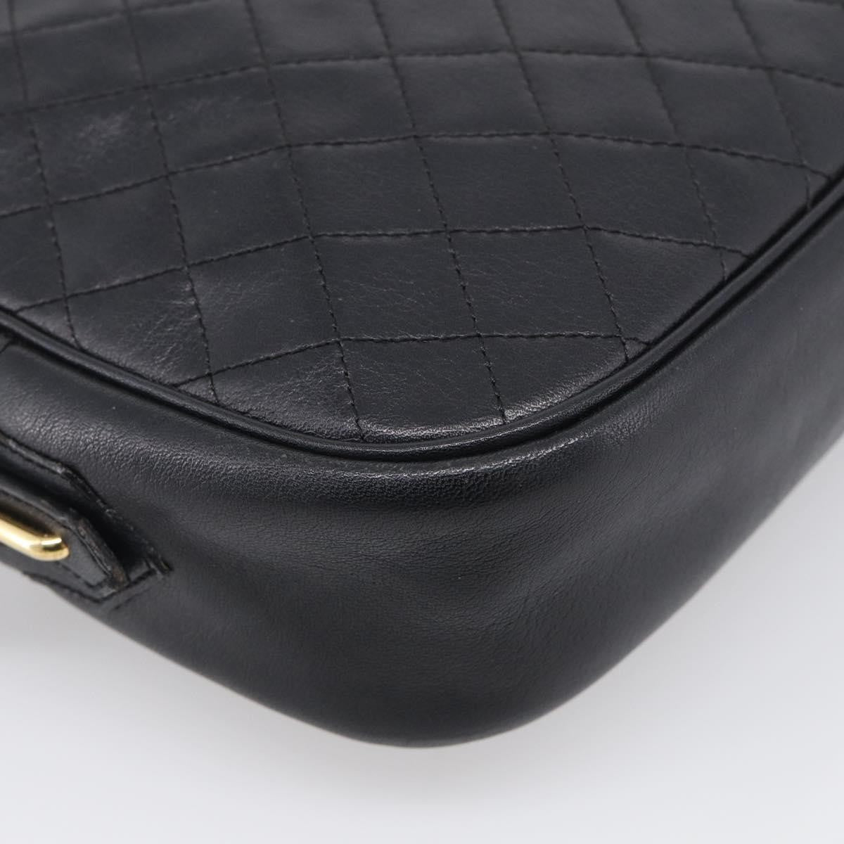 Saint Laurent Vintage Shoulder Bag Leather Black Leather Shoulder Bag Bag (Pre-Owned)