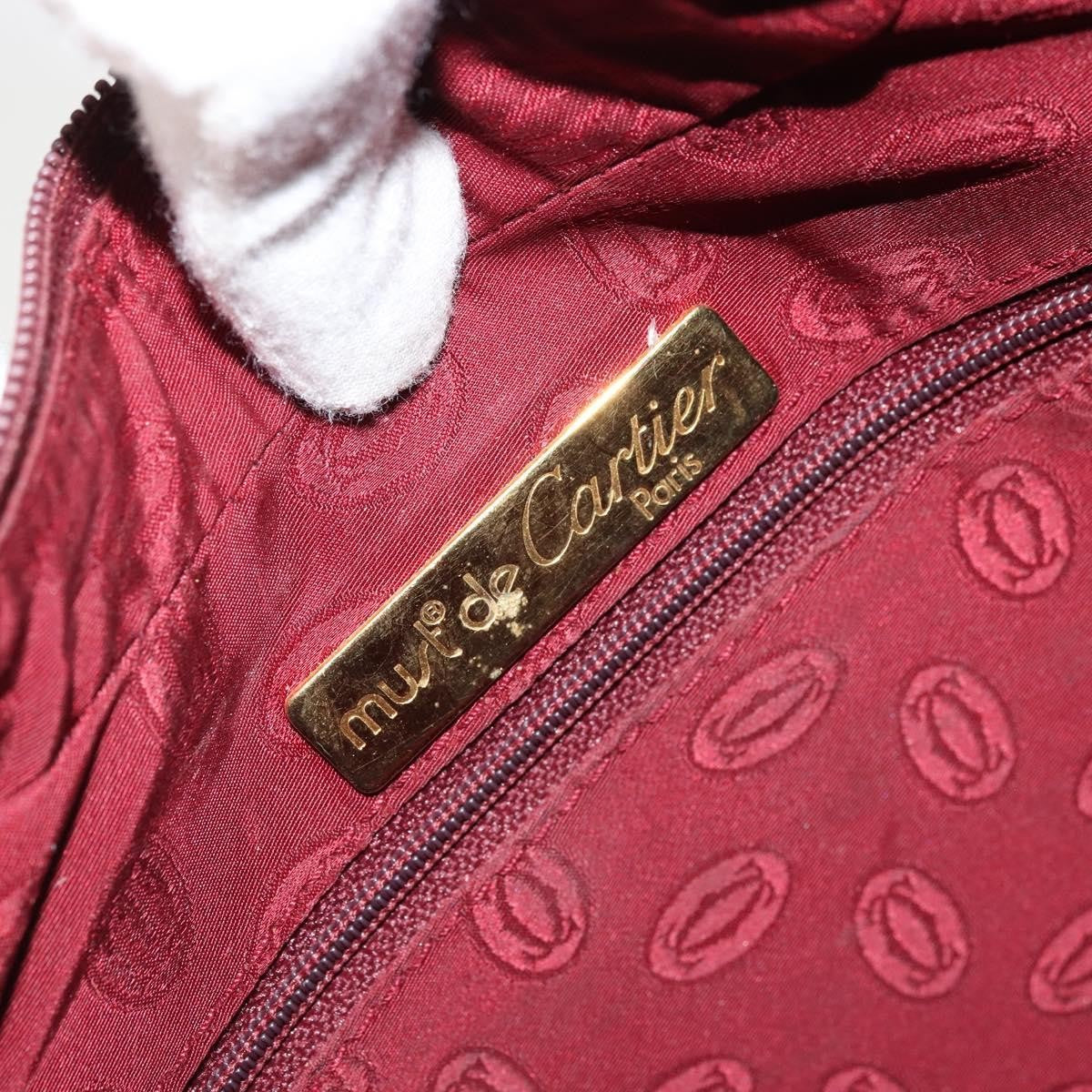 Cartier Vintage Must De Cartier Leather Burgundy Leather Shoulder Bag Bag (Pre-Owned)