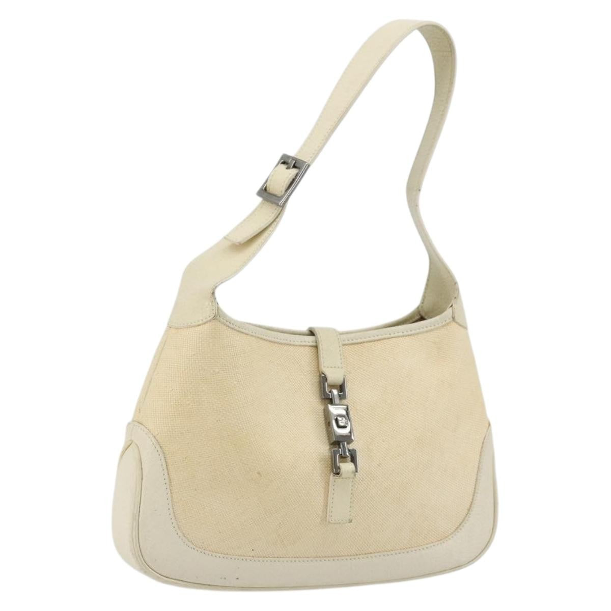 Gucci Vintage Jackie Shoulder Canvas And Leather Beige Canvas Handbag (Pre-Owned)