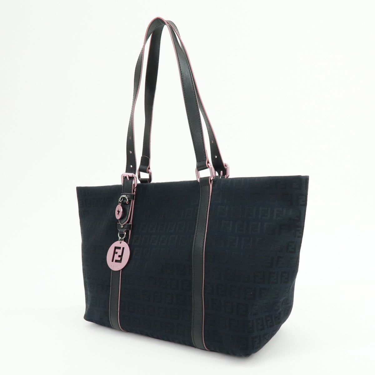 Fendi Superstar Zucchino Canvas Black Canvas Tote Bag Bag (Pre-Owned)