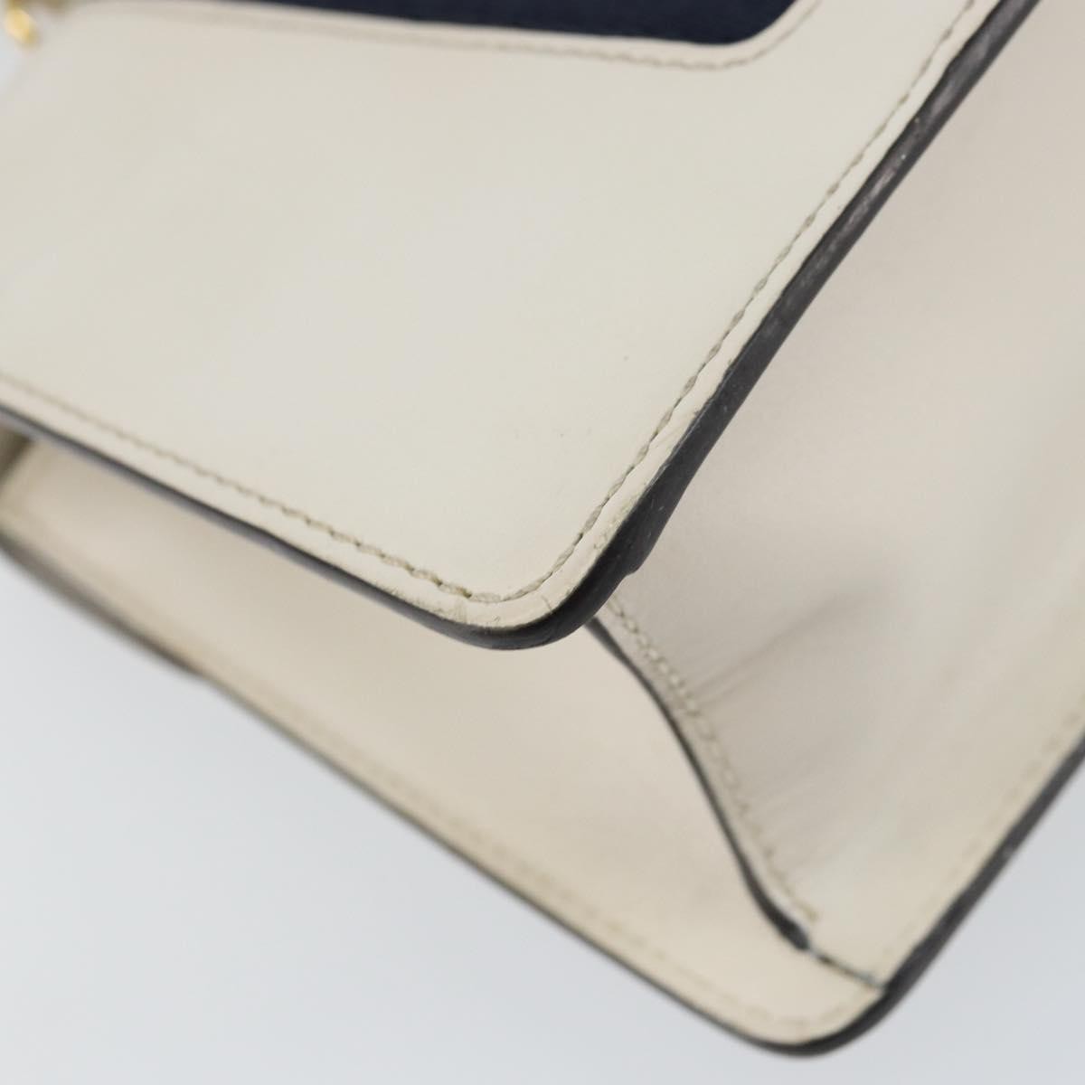 Gucci Sylvie Top Handle Leather White Leather Handbag (Pre-Owned)