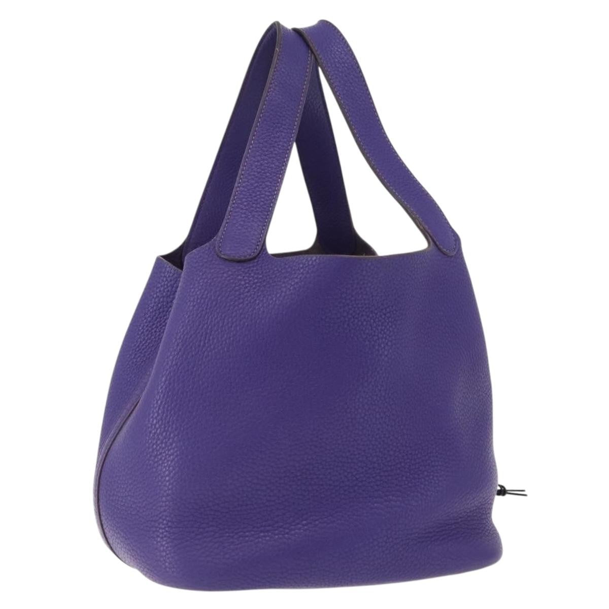 Hermes Picotin Lock Clemence Purple Leather Handbag (Pre-Owned)