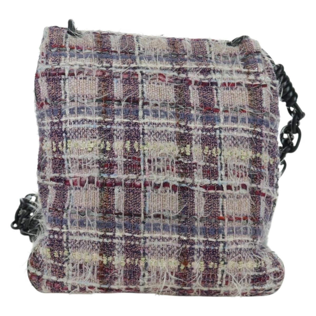 Chanel Camellia Messenger Tweed Purple Tweed Shoulder Bag Bag (Pre-Owned)