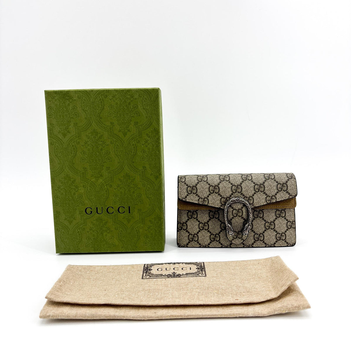 Gucci Dionysus Bag Gg Coated Canvas With Leather Brown Canvas Handbag (Pre-Owned)