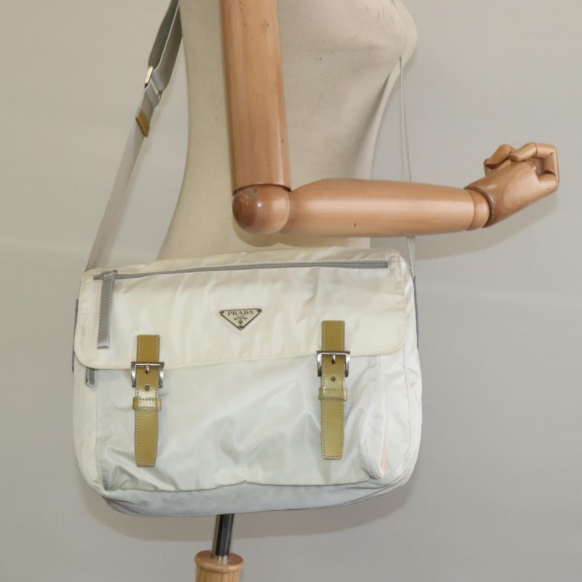 Prada Re-Nylon Ecru Synthetic Shoulder Bag (Pre-Owned)