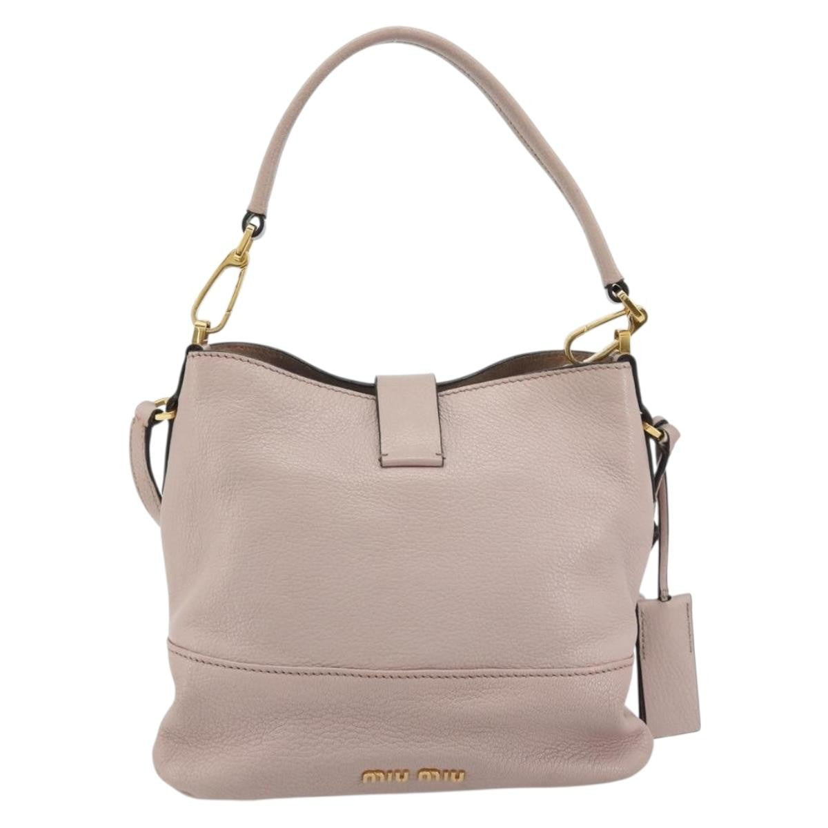 Miu Miu Madras Convertible Hobo Leather Pink Leather Shoulder Bag Bag (Pre-Owned)