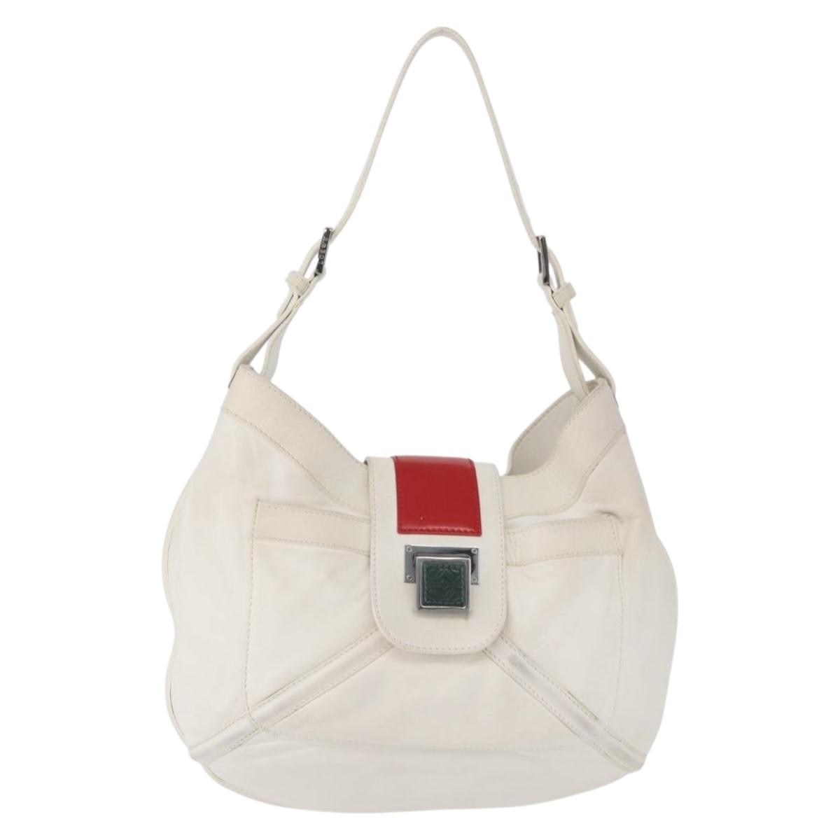 Loewe Anagram Leather White Leather Shoulder Bag Bag (Pre-Owned)