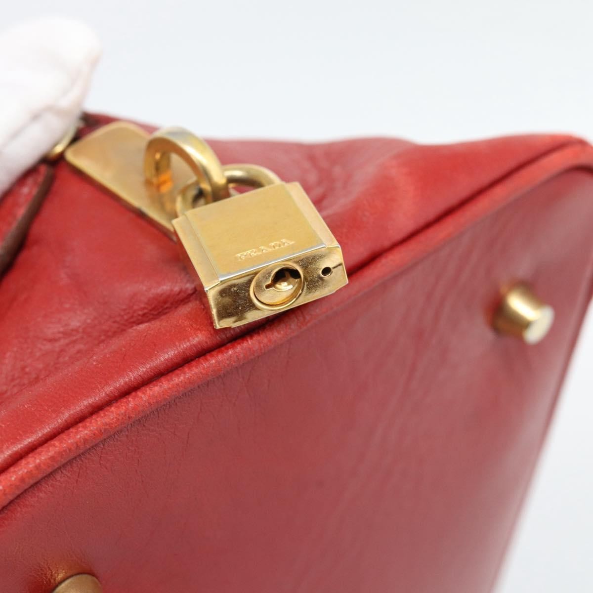 Prada Promenade Saffiano Leather Red Leather Handbag (Pre-Owned)