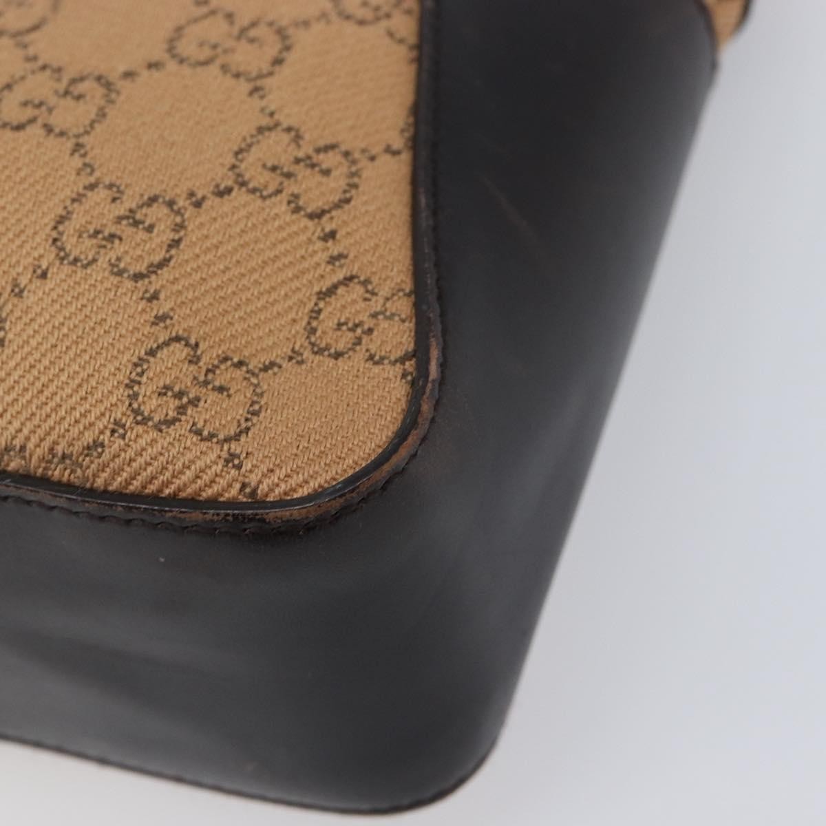 Gucci Open Tote Gg Canvas And Leather Beige Canvas Handbag (Pre-Owned)