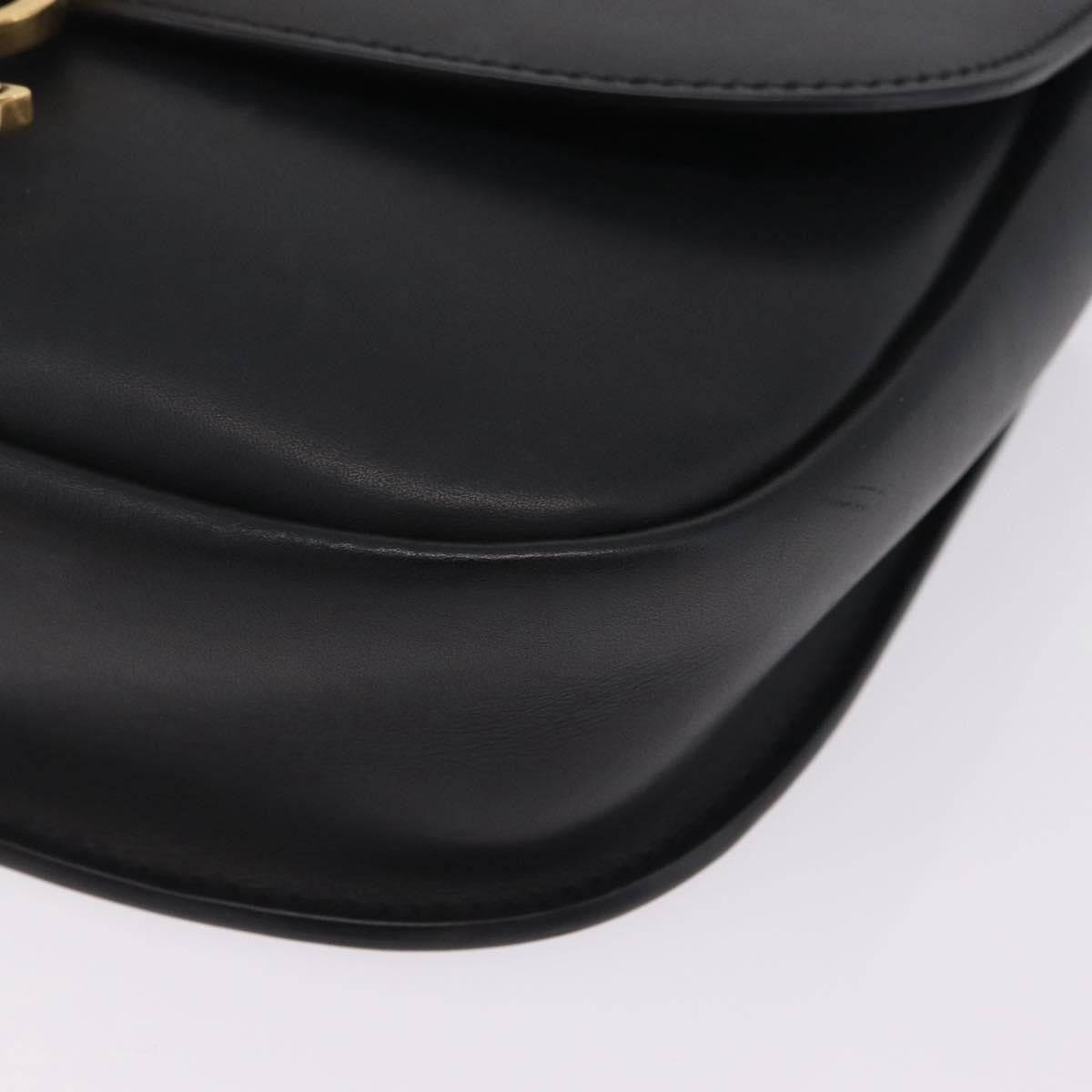Saint Laurent Kaia Leather With Brogue Detail Black Leather Shoulder Bag Bag (Pre-Owned)