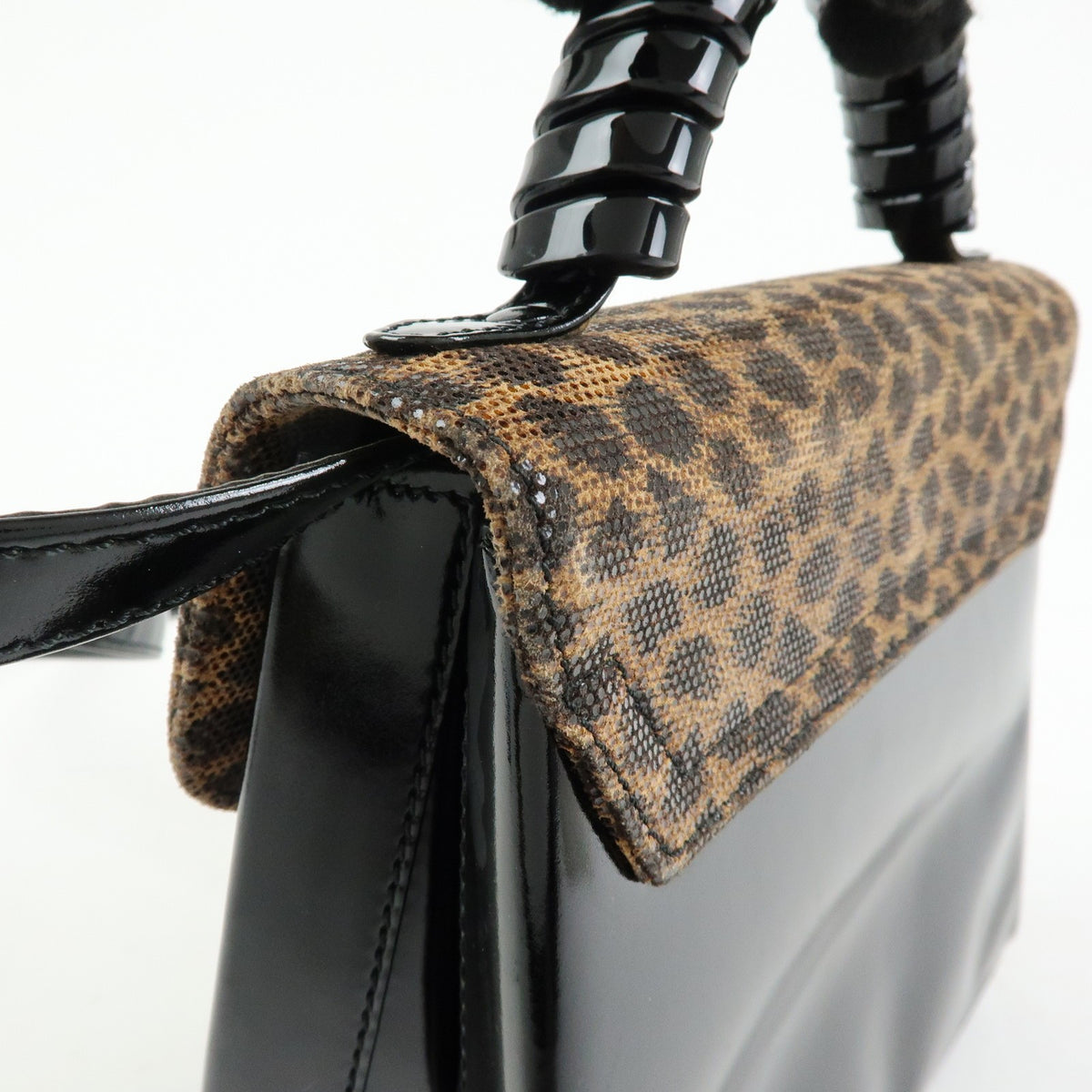 Loewe Vintage Velazquez Top Handle Leather Black Patent_Leather Handbag (Pre-Owned)
