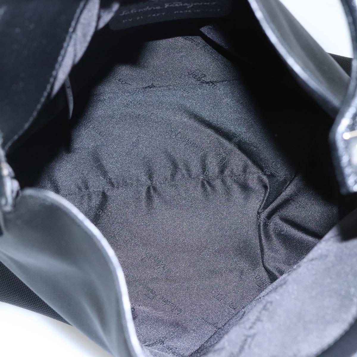 Salvatore Ferragamo Gancini Black Canvas Handbag (Pre-Owned)