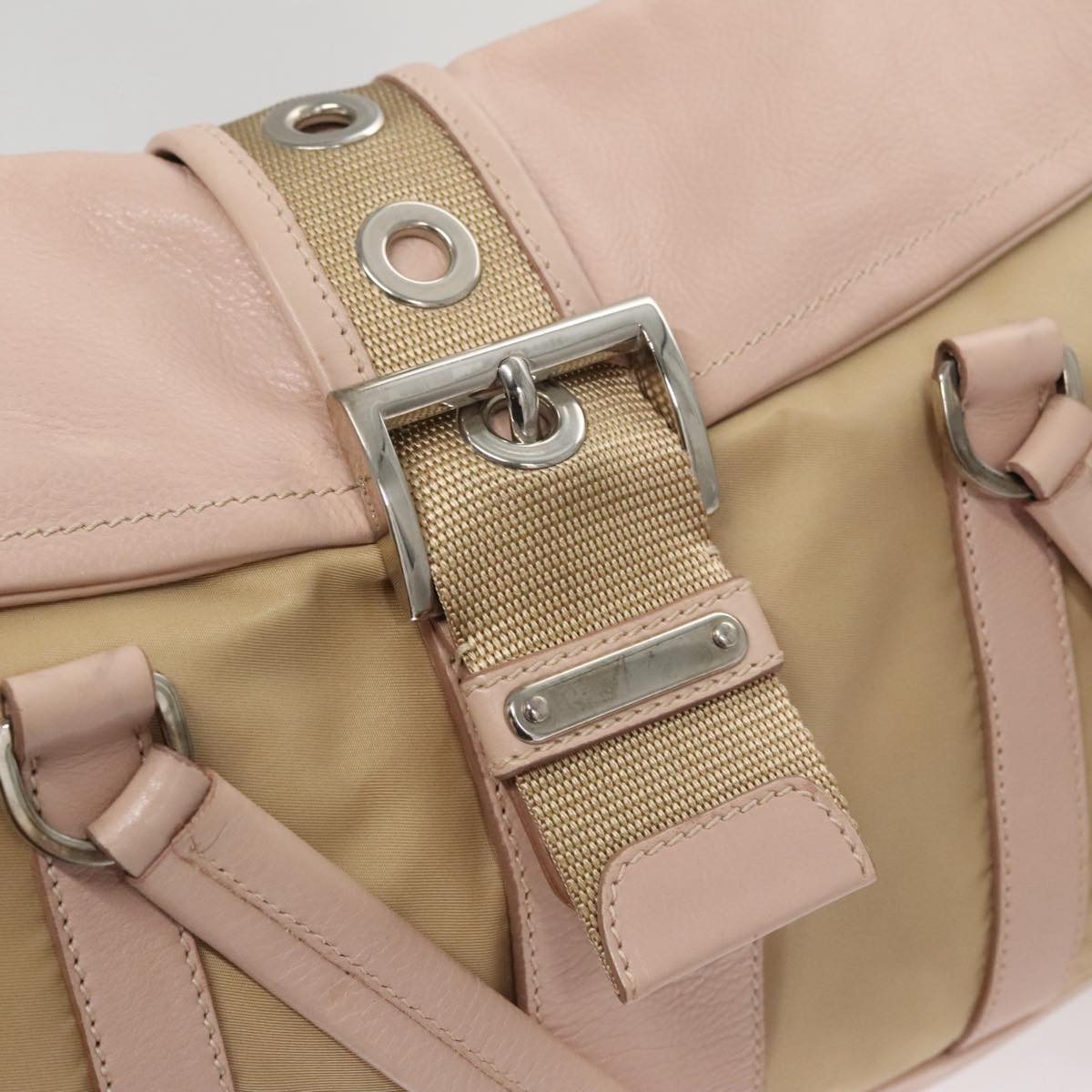 Prada Beige Synthetic Shoulder Bag (Pre-Owned)