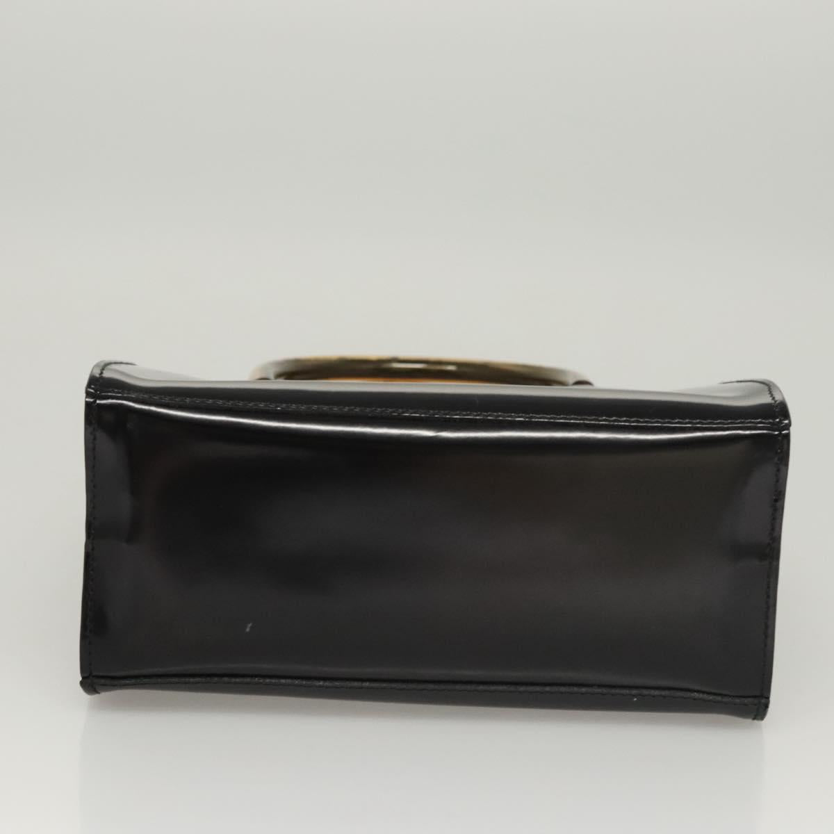 Salvatore Ferragamo Wanda Black Patent Leather Handbag (Pre-Owned)