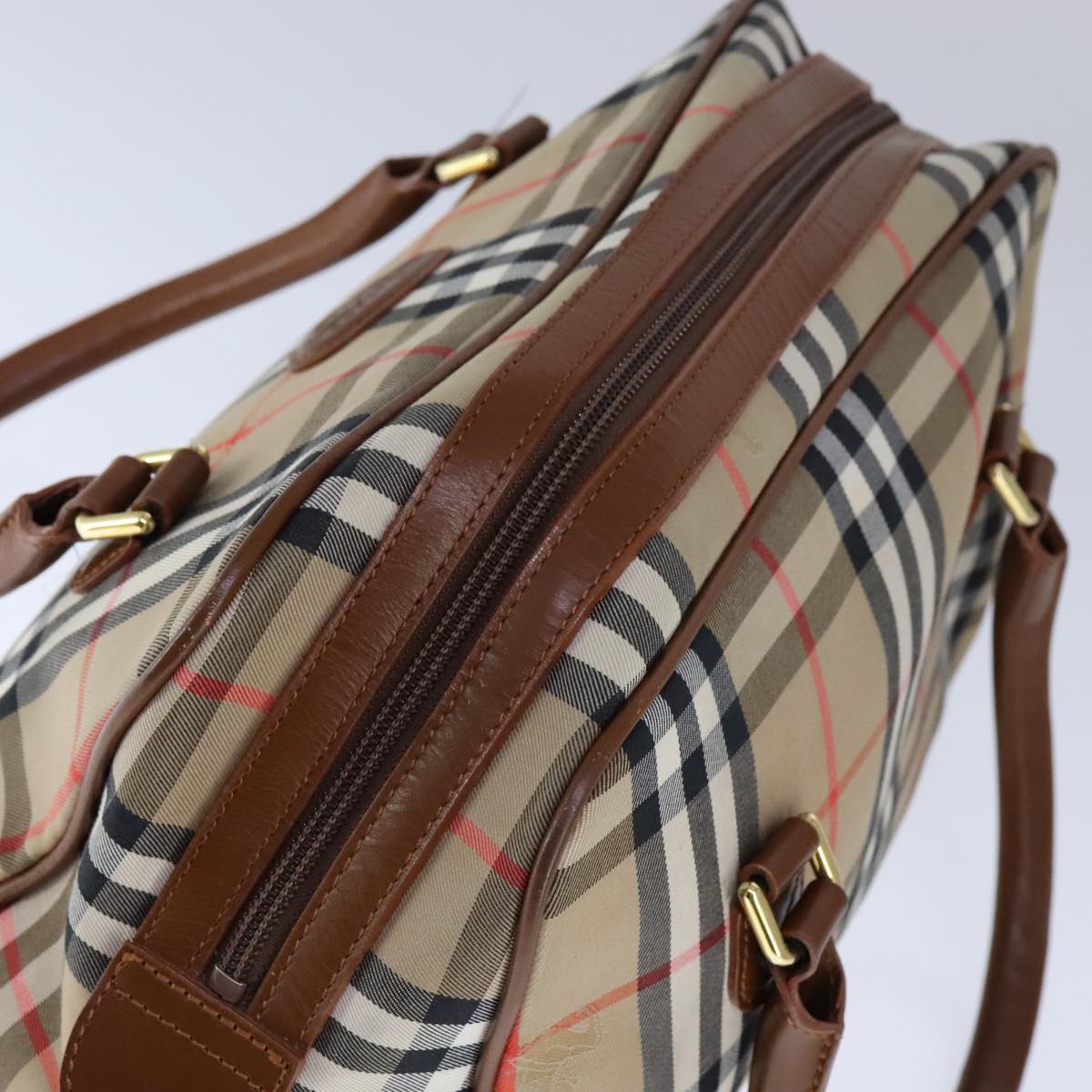 Burberry Haymarket Beige Canvas Handbag (Pre-Owned)