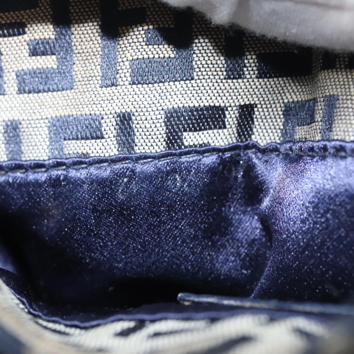 Fendi Zucchino Navy Canvas Shoulder Bag (Pre-Owned)