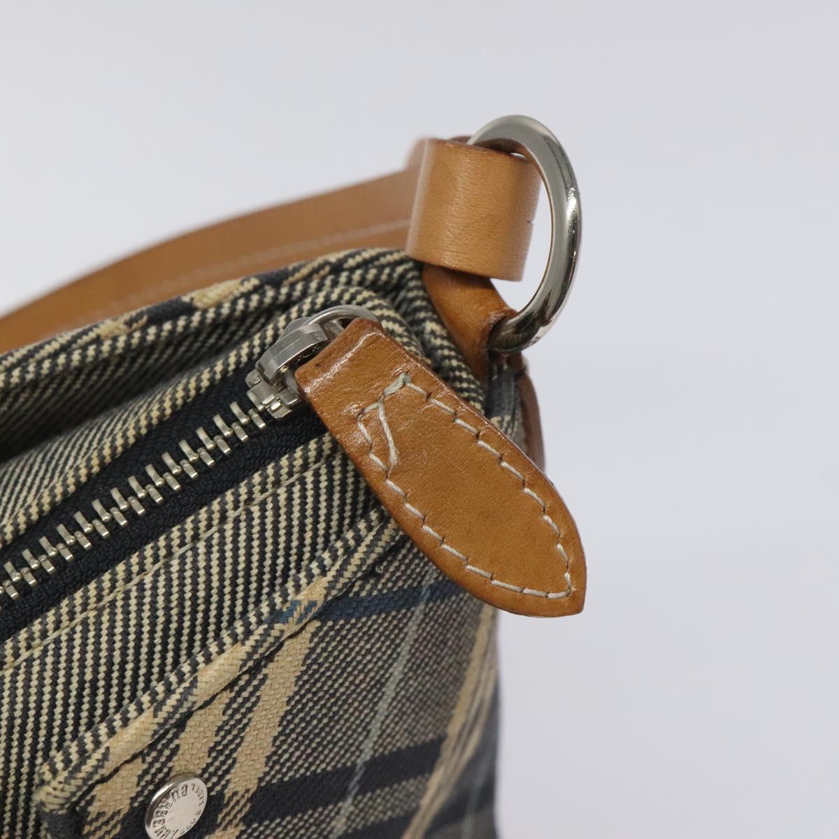 Burberry Nova Check Blue Canvas Shoulder Bag (Pre-Owned)