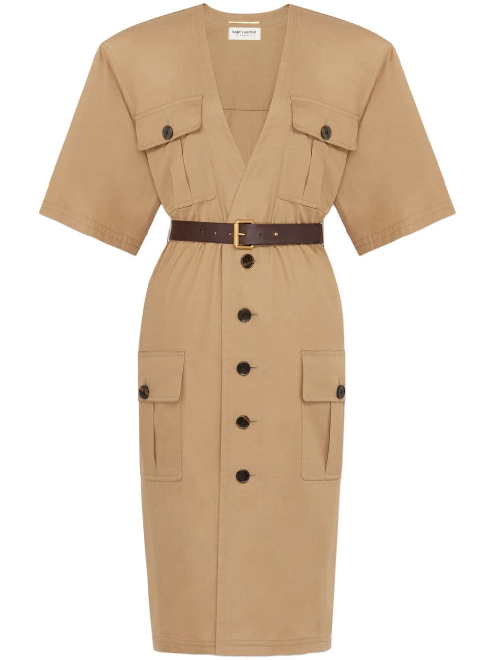 Saint Laurent Women's Cotton Twill Midi Dress