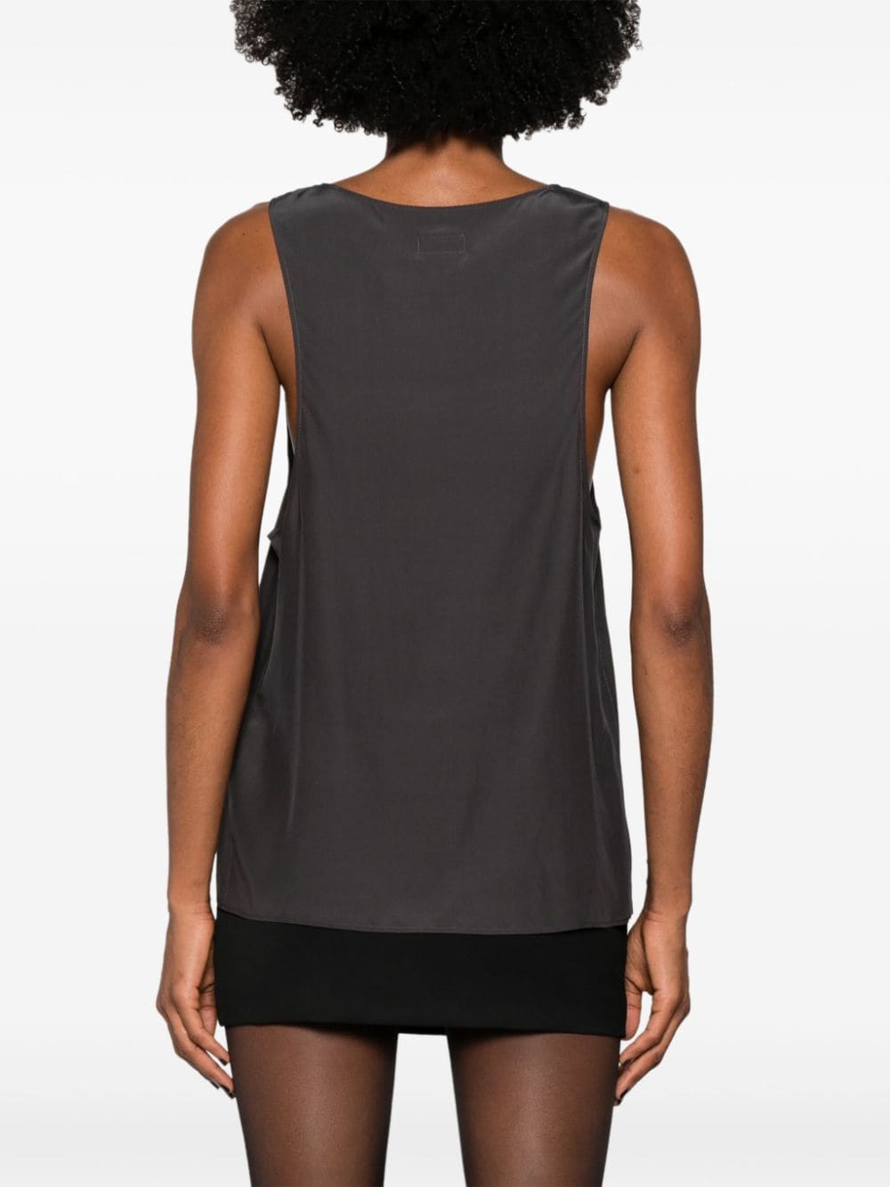 Saint Laurent Women's Henley-Neck Silk Tank Top