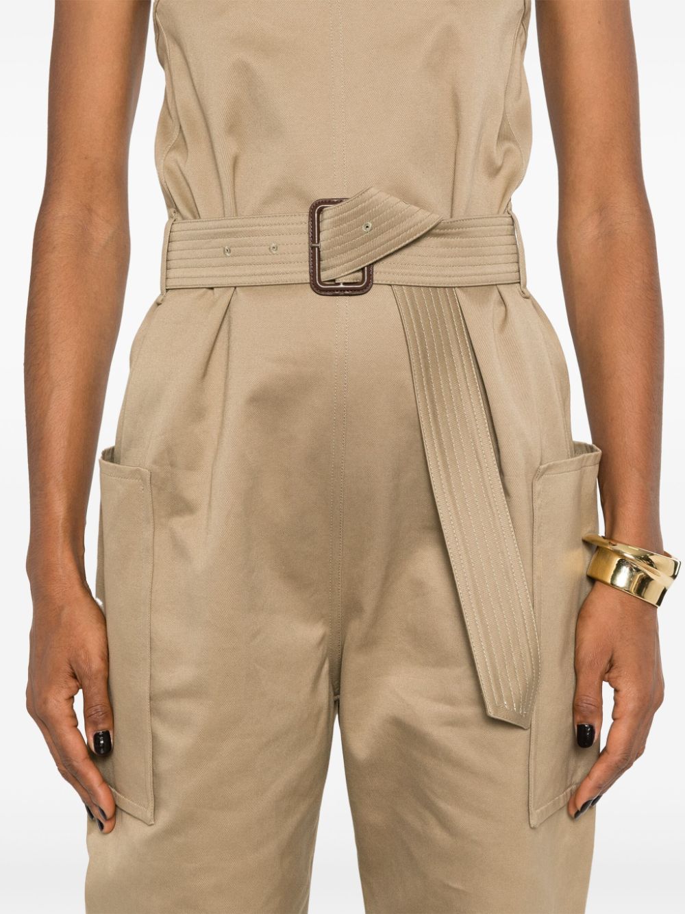 Saint Laurent Women's Strapless Belted Cotton Jumpsuit