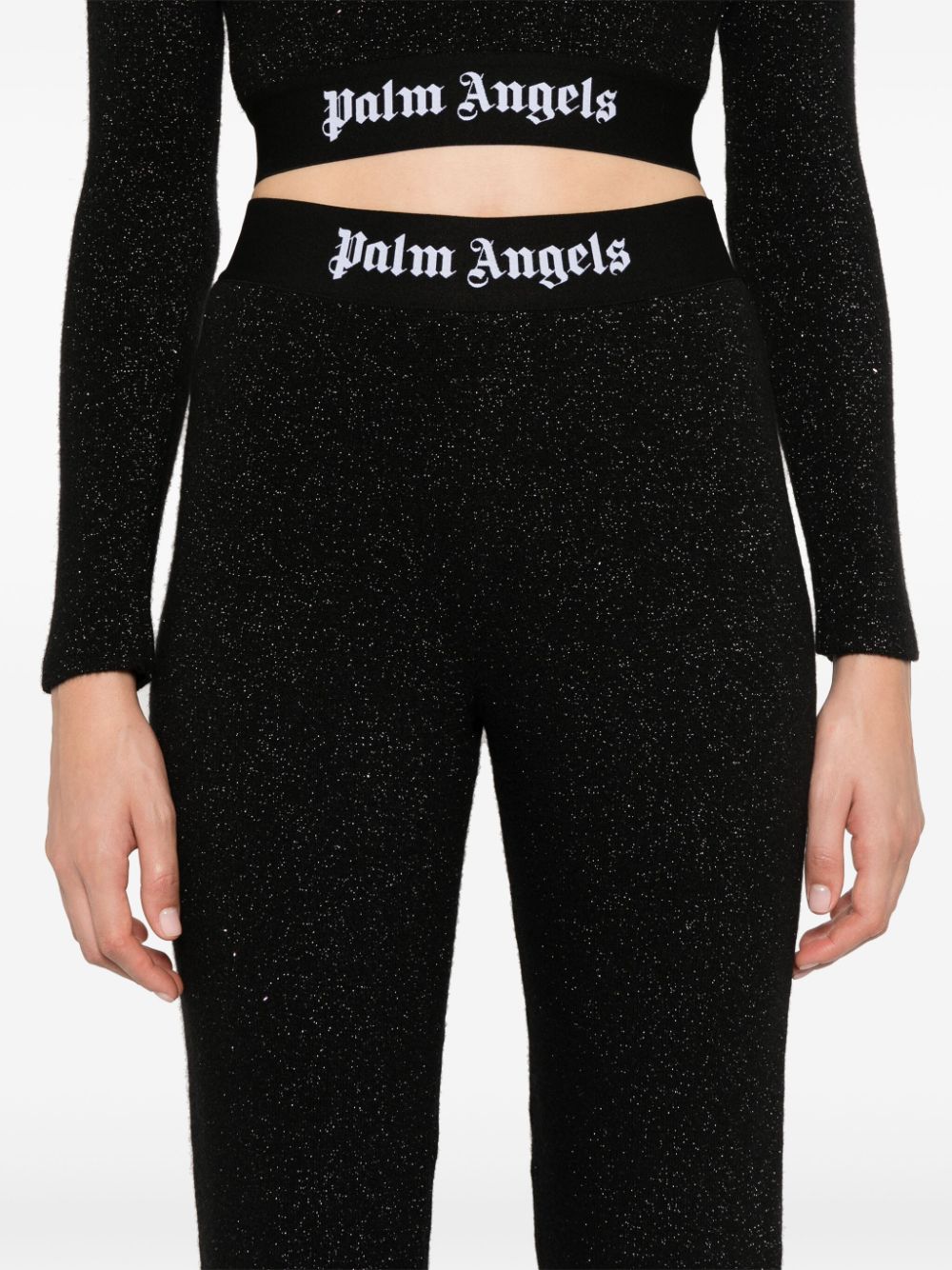 Palm Angels Women's Logo Lurex Flared Trousers