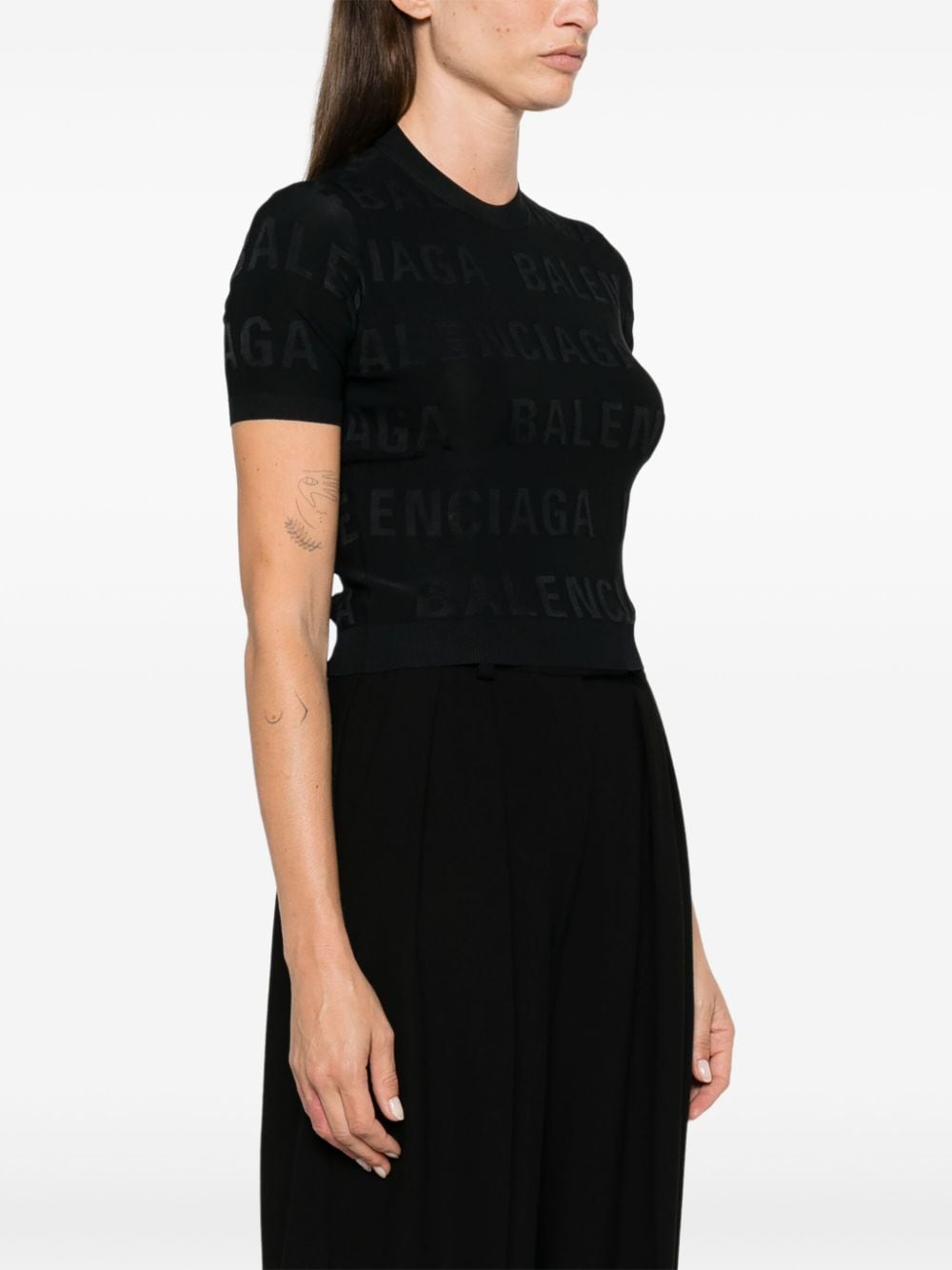 Balenciaga Women's Jacquard Logo Crop Top