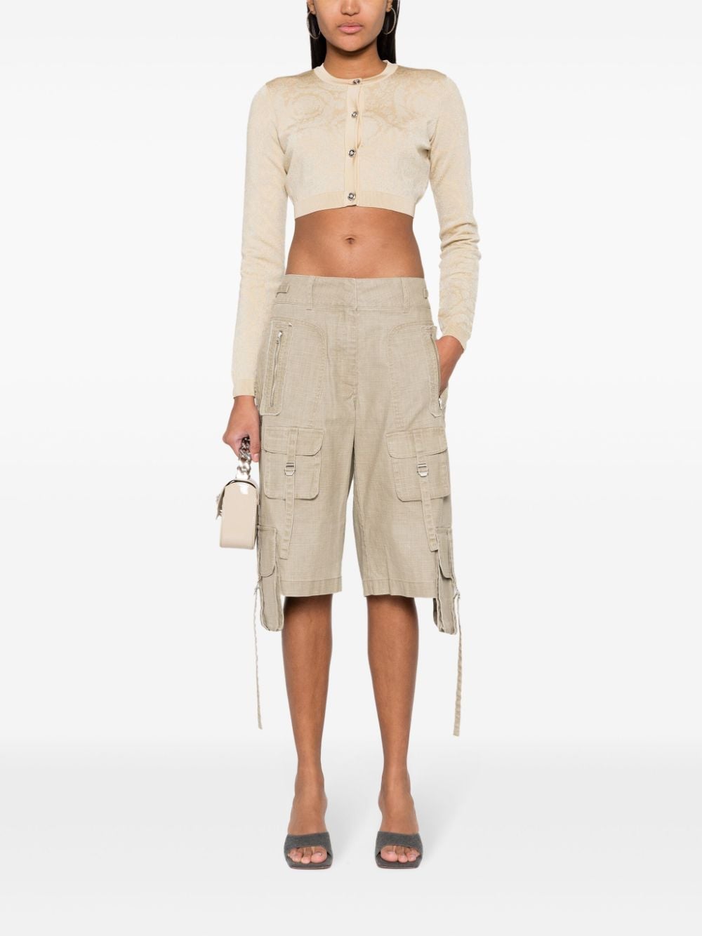 Versace Women's Barocco Lurex Cropped Cardigan