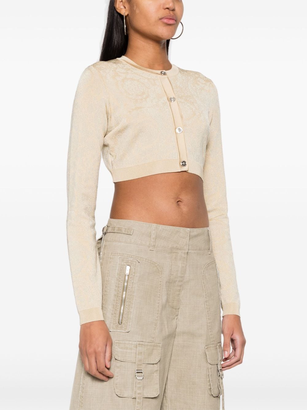 Versace Women's Barocco Lurex Cropped Cardigan
