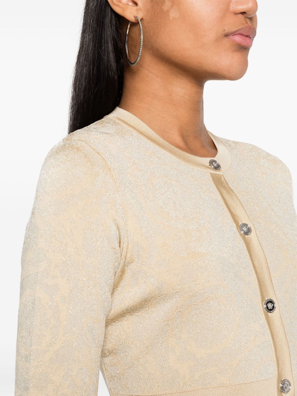Versace Women's Barocco Lurex Cropped Cardigan