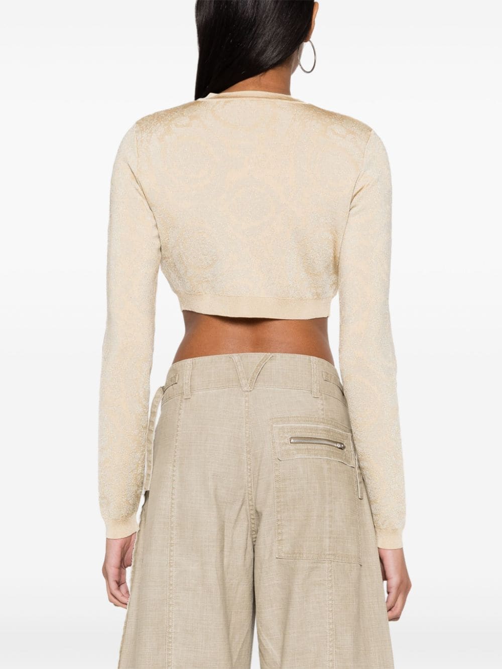 Versace Women's Barocco Lurex Cropped Cardigan