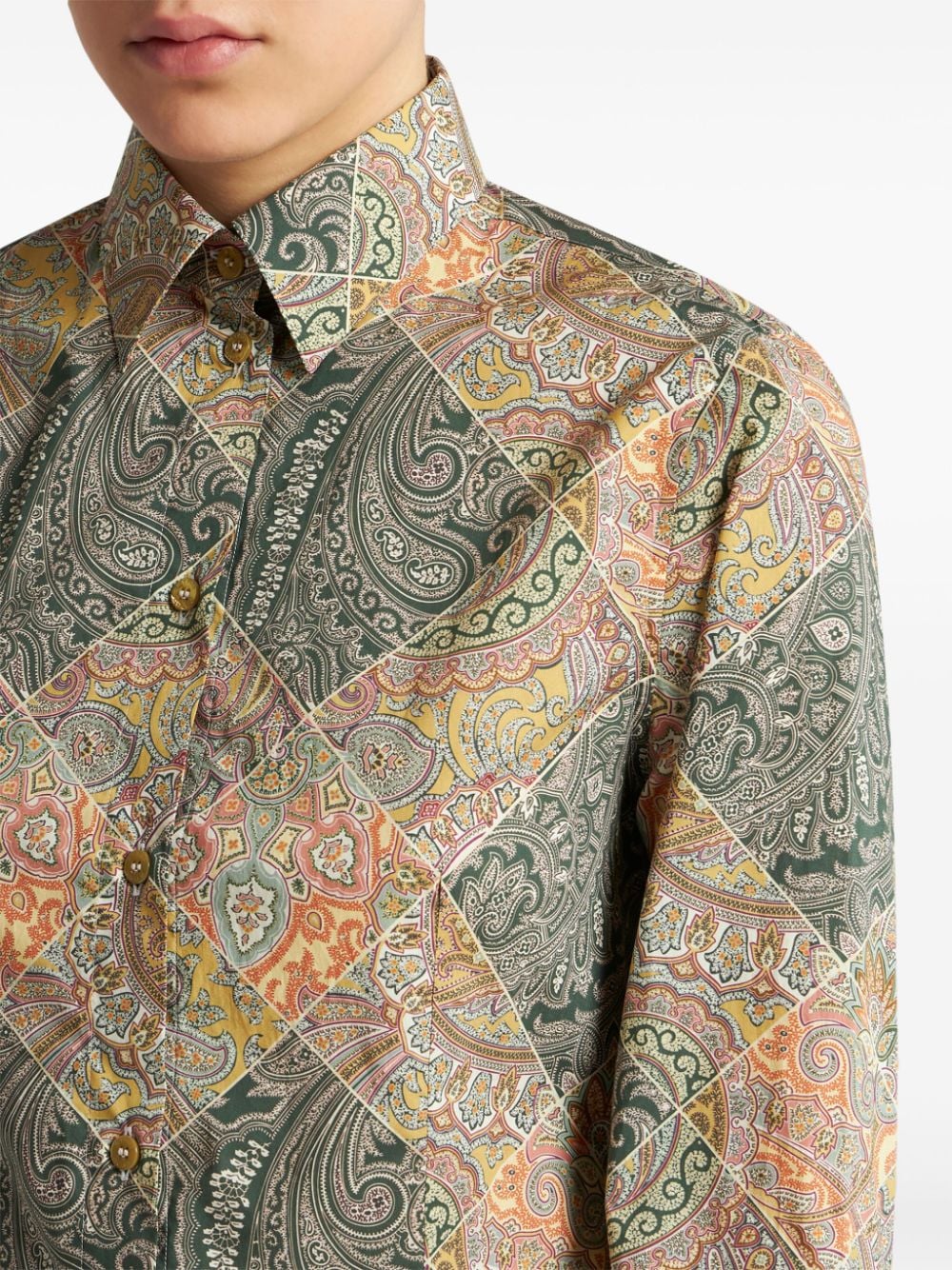 Etro Women's Patchwork-Print Poplin Shirt
