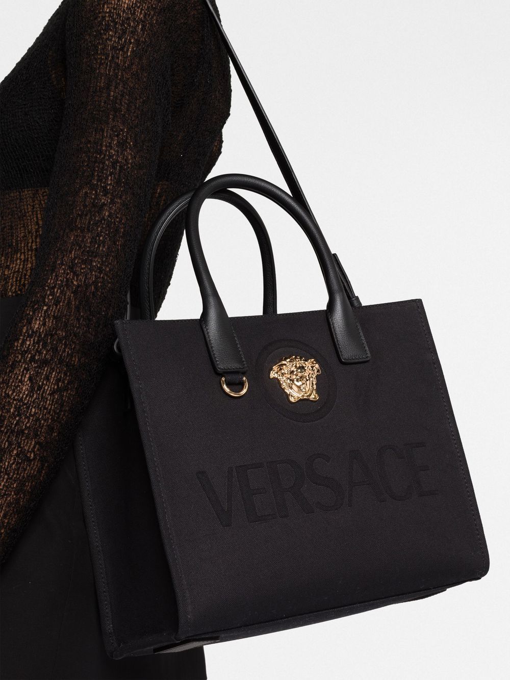 Versace Women's Small La Medusa Canvas Handbag