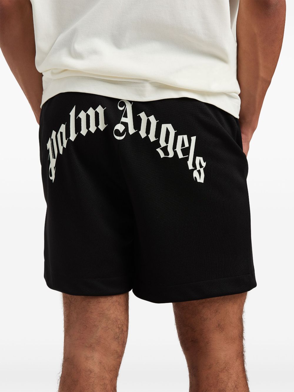 Palm Angels Men's Curved Logo Track Shorts