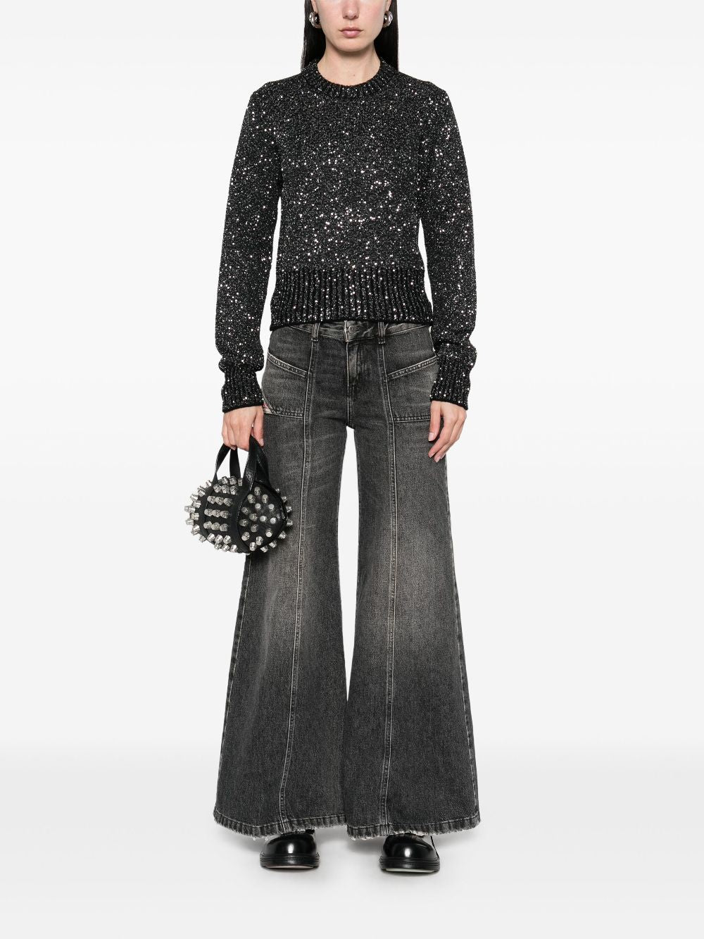 Golden Goose Women's Wool Blend Cropped Sweater With All-Over Sequins